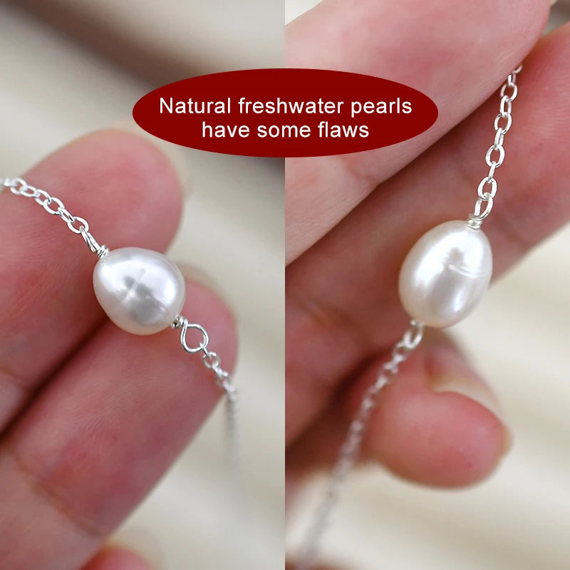 Natural Freshwater Pearl Double Necklace 925 Sterling Silver Chain for Women Female Pearl Choker Fashion Jewelry