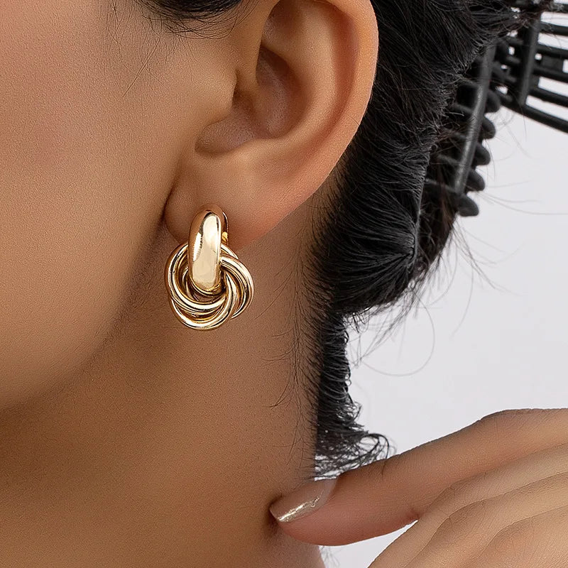 Gold SIlver Color Knot Hoop Earring