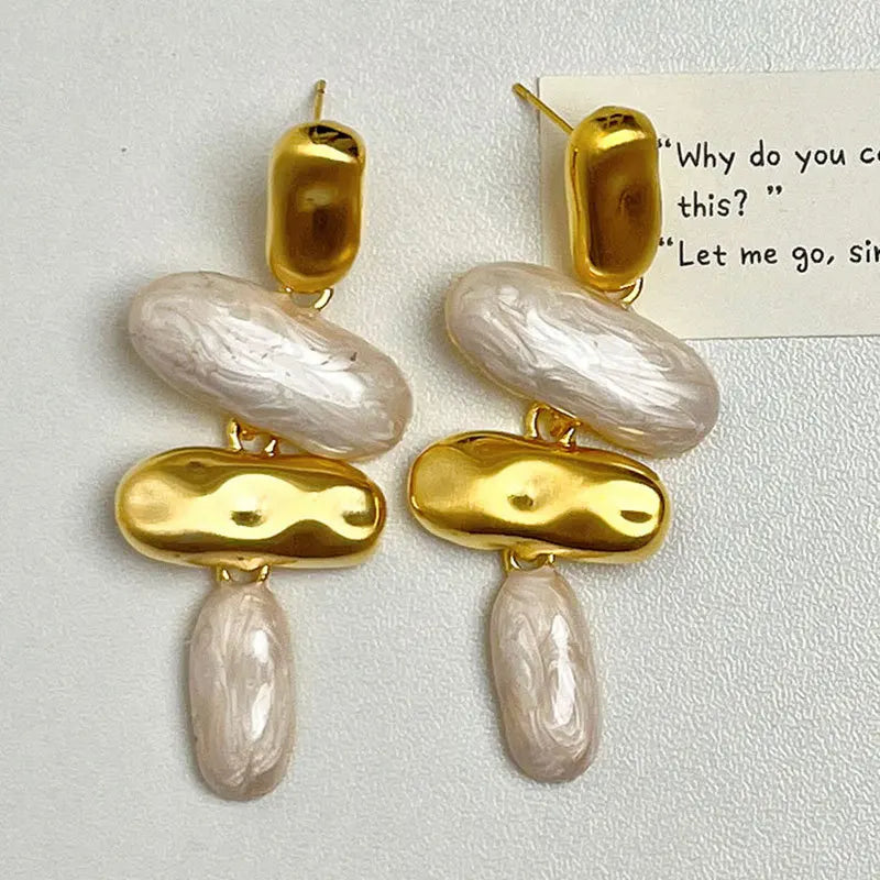 Unique golden enamel drop glaze large earrings light luxury high sense drop pendant earrings women fashion accessories