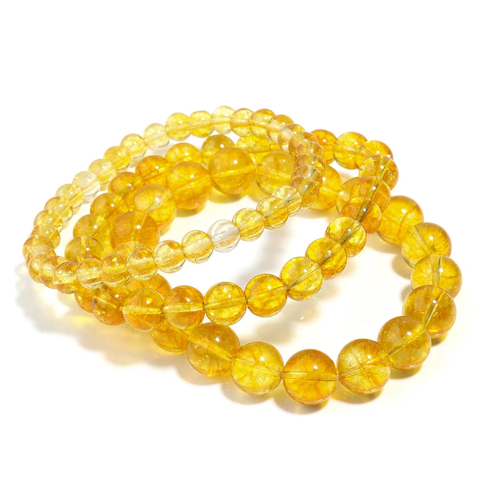 Citrine Bracelet for Women Quartz Crystal Agate Jewelry Birthday Gift Yoga Meditation Stretch Wealth Bracelet for Men