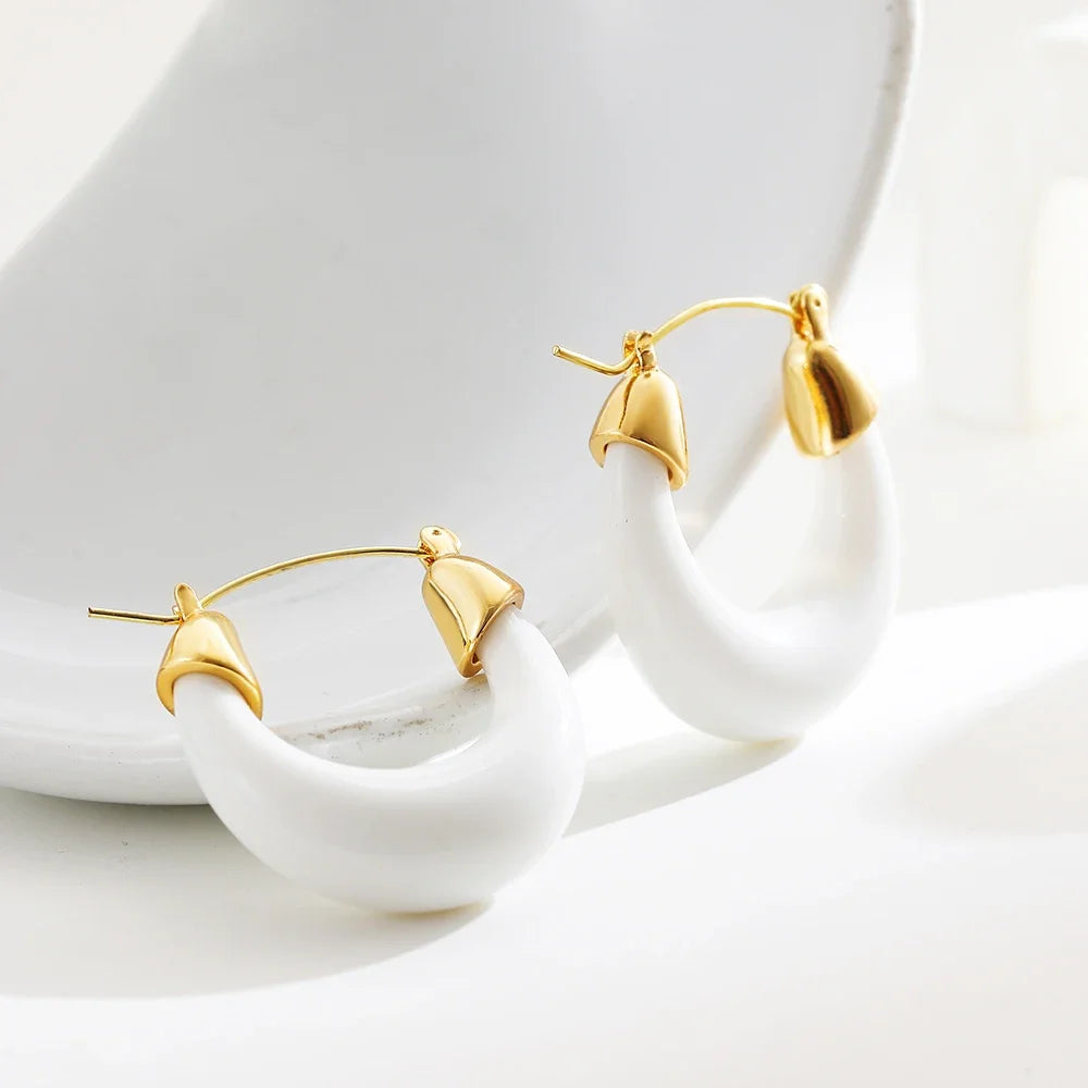 New Trendy Resin Acrylic Chunky Round Hoop Earrings for Women Vintage