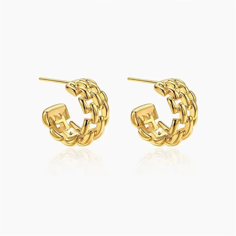 European and American Trend New Hollow C-shaped Design Earrings for Women French High Jewelry Accessories