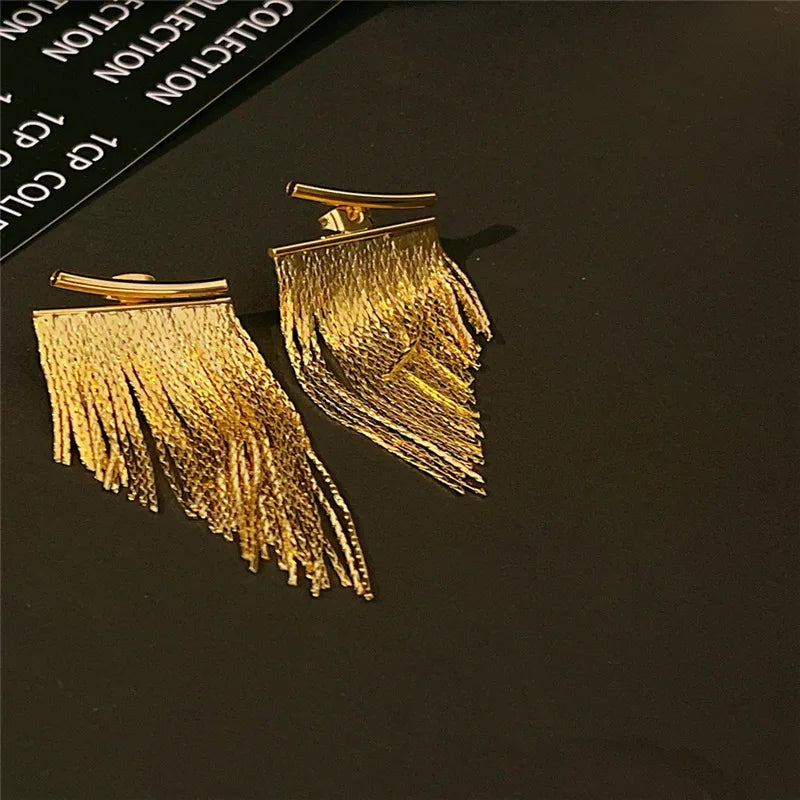 Fashion Statement Earring Long Statement Gold Color Bling Tassel Earrings