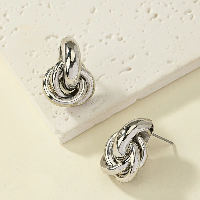 Gold SIlver Color Knot Hoop Earring