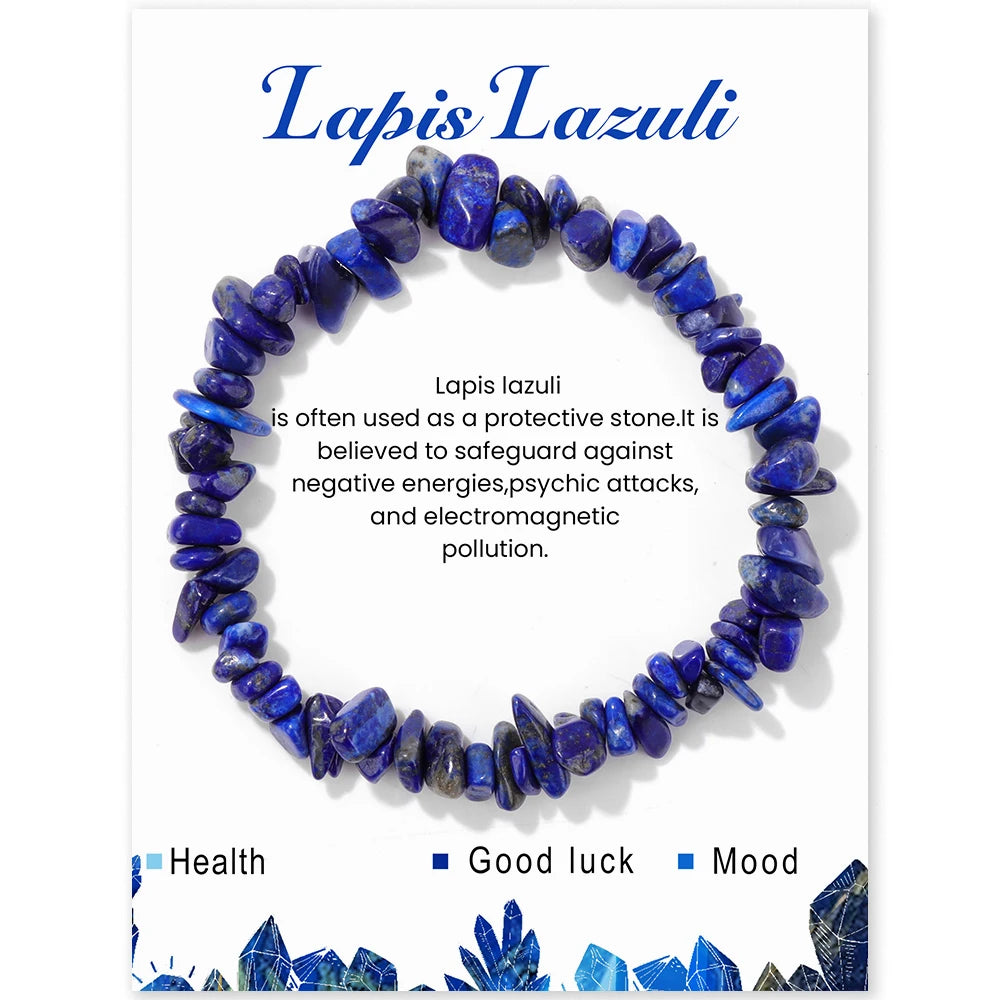 Fashion Lapis Lazuli Chip Stone Bracelets Irregular Natural Stone Hematites Labradourites Bracelets Women Men Meditation Jewelry