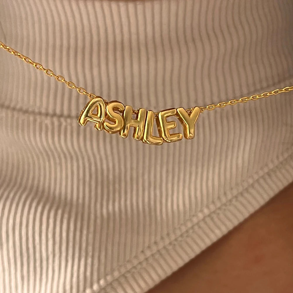 A-Z Dainty Tiny Initial Necklace for Women Gold Plated 3D Bubble Letter Necklaces Alphabet Pendant Charm Jewelry Gift for Her