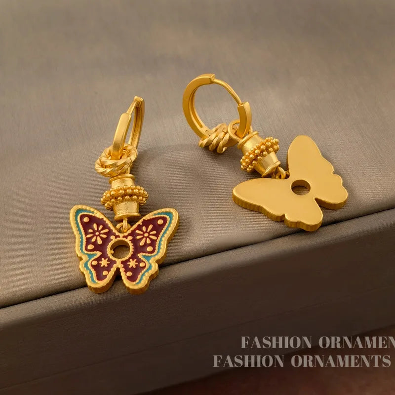 Fashion Jewelry Vintage Temperament High Quality Butterfly Earrings For Women Girl Party Gifts Delicate Design Ear Accessories