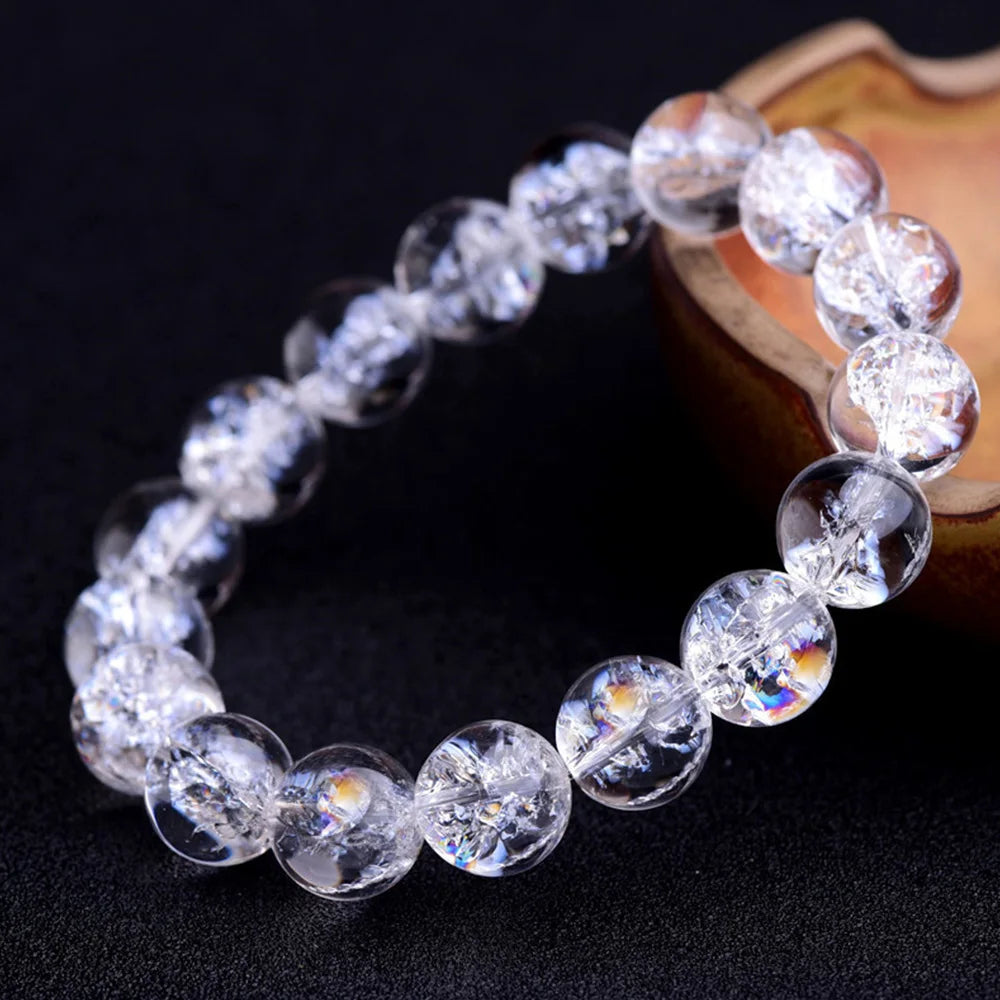 Clear Quartz Crystal Round Bead Bracelets Stretchable Reiki Healing Bracelet for Women Jewelry Accessories