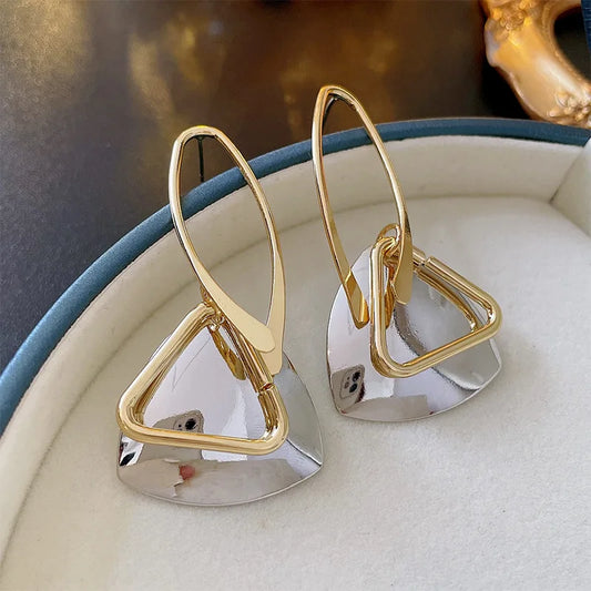 Geometric Metal Hollow Triangle Drop Earrings For Women Personality Dangle Earrings