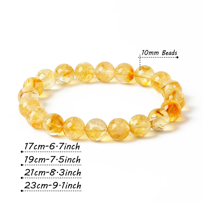 Citrine Stone of Wealth Bracelet Men Yellow Creastly Positive Energy Beads Bracelets for Women Energy Healing Jewelry Pulsera