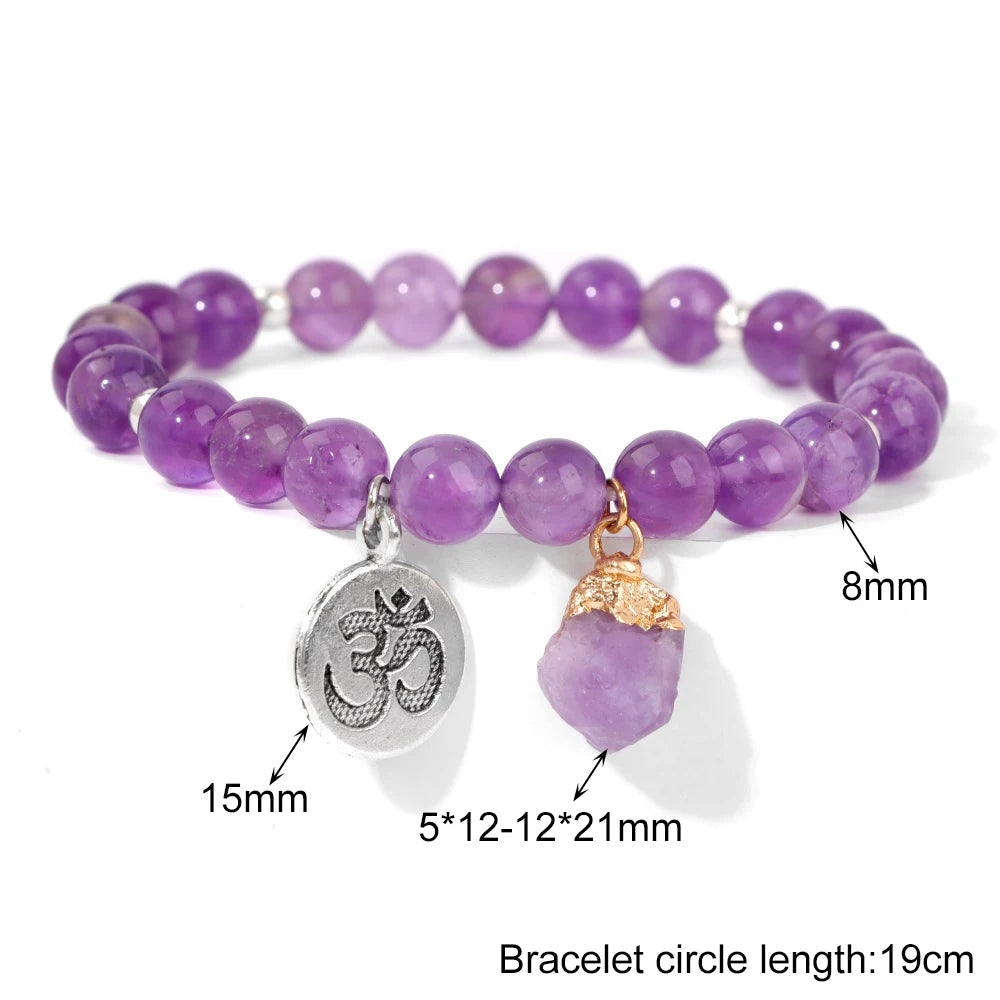 Natural Stone Amethysts Bracelet Irregular Raw Quartzs  Bracelets Healing Reiki  Bracelet