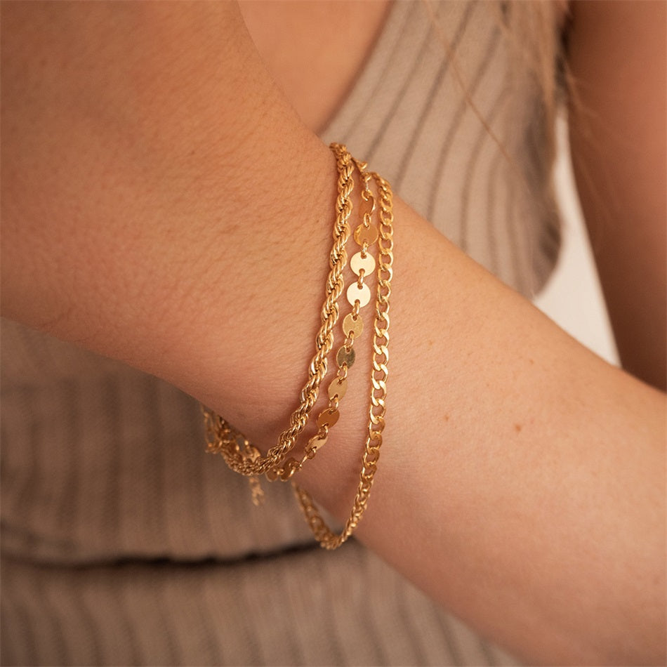 Gold Color Bracelet Stainless Steel Twist  Bracelet for Women Chain Bracelet Jewelry