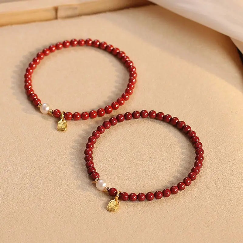 Natural Pearl Fortune Brand Cinnabar Bracelet Women's Lucky Beads wealth HandString This Life Year Amulet Gift for Girlfriend