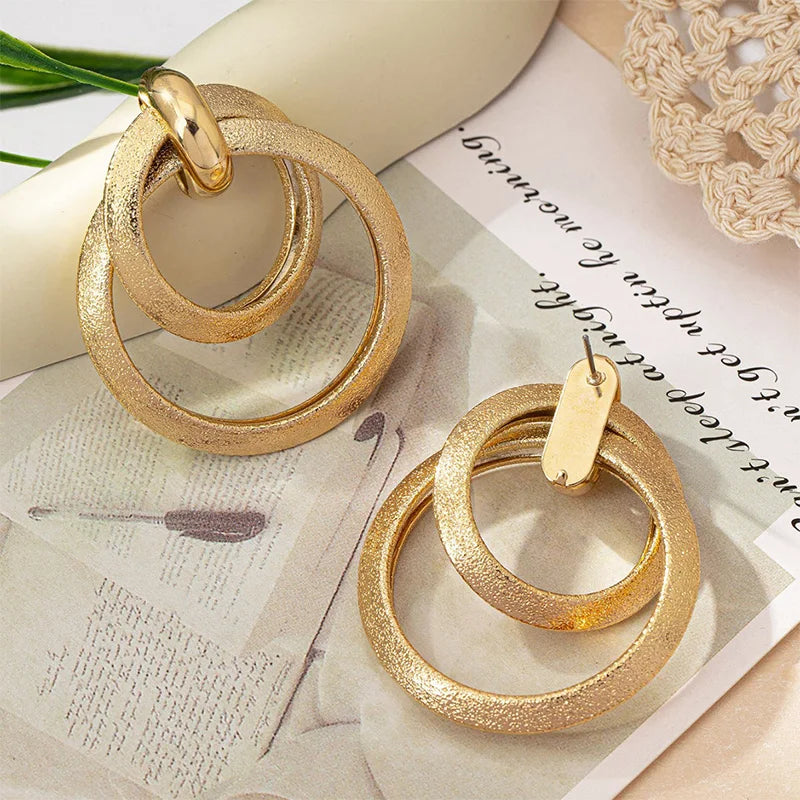 Circular Exaggerate Elegant Earrings Women Trend Fashion Geometric Personality Jewelry Wedding Party Gifts Accessories