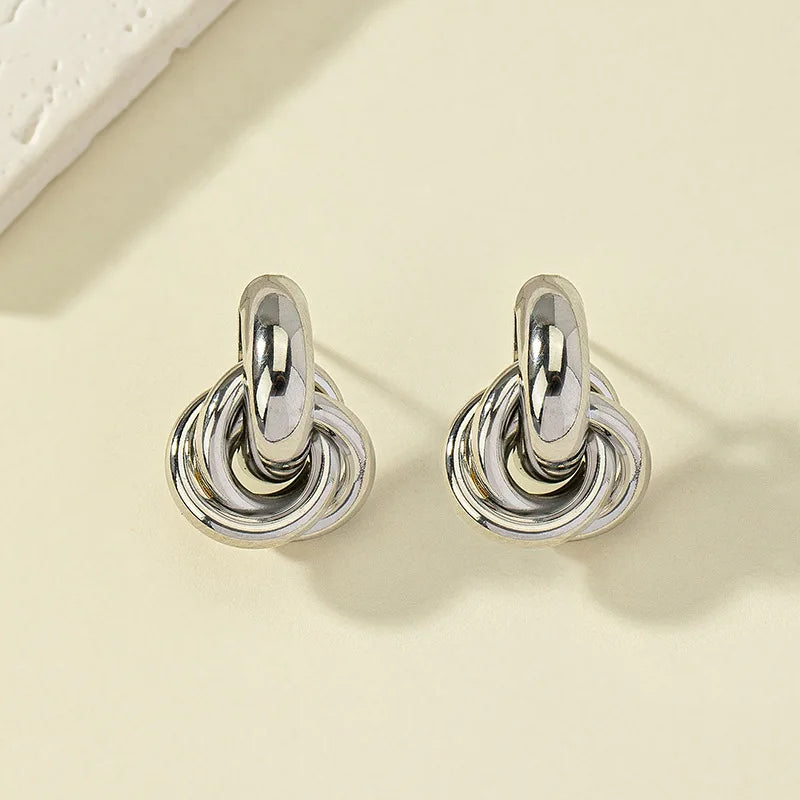 Gold SIlver Color Knot Hoop Earring