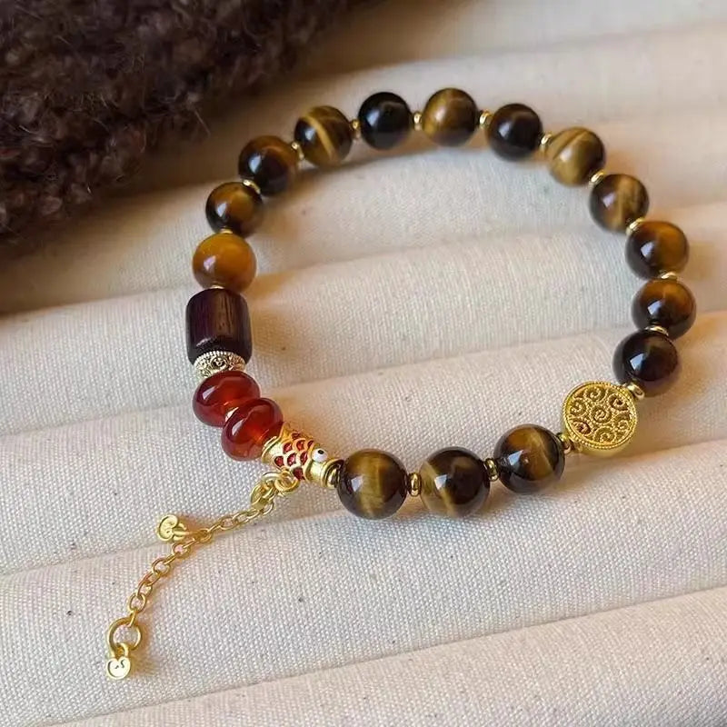 Natural Tiger Eye Bracelet Lucky Jewelry Light Luxury Niche Exquisite New Fashion Vintage Personalized Women's Hand String