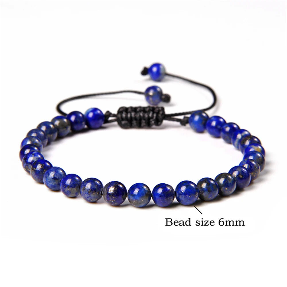 Lapis Lazuli Beaded Bracelet Blue Natural Stone Charm Bracelet  symbolizes peace and good health, promoting success in your career For Women Men