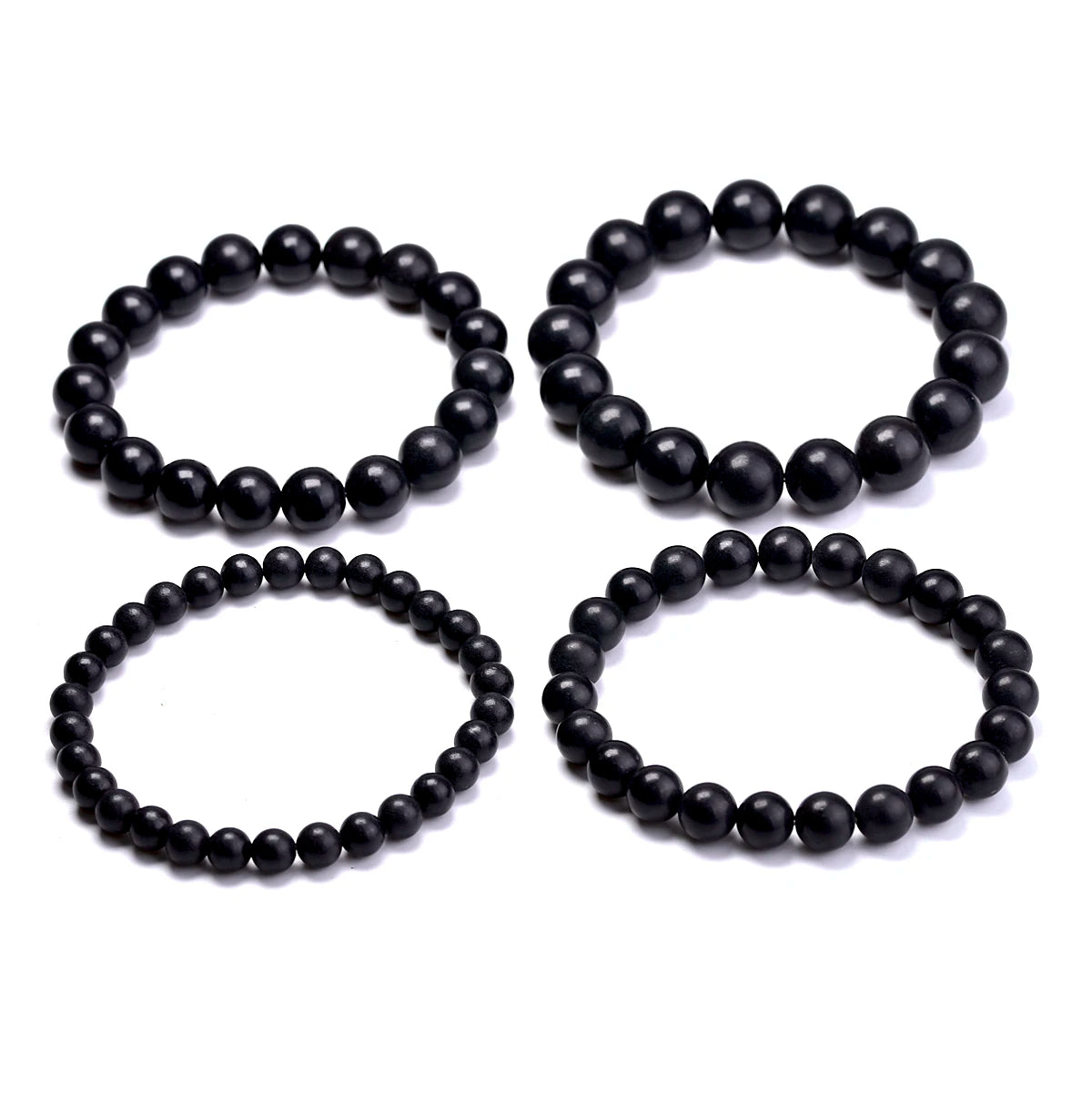 Nature Black Shungite Beads Energy Power Stretch Bracelets for Men Women Bangles Healing Meditation Jewelry