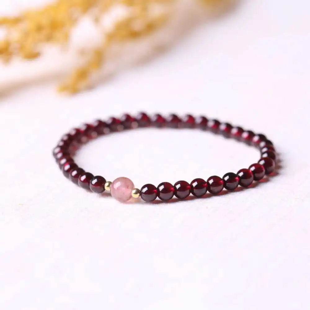 4MM Natural Garnet Beads Strawberry crystal Bracelet Prayer Energy Chakra Wrist Yoga Fancy Yoga Lucky Buddhism Pray Handmade