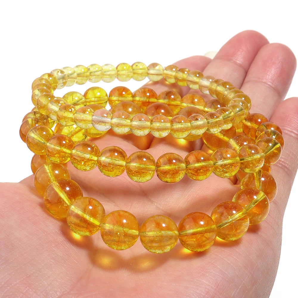 Citrine Bracelet for Women Quartz Crystal Agate Jewelry Birthday Gift Yoga Meditation Stretch Wealth Bracelet for Men