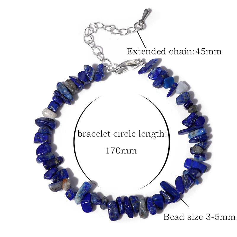 Lapis Lazuli Beaded Bracelet Blue Natural Stone Charm Bracelet  symbolizes peace and good health, promoting success in your career For Women Men