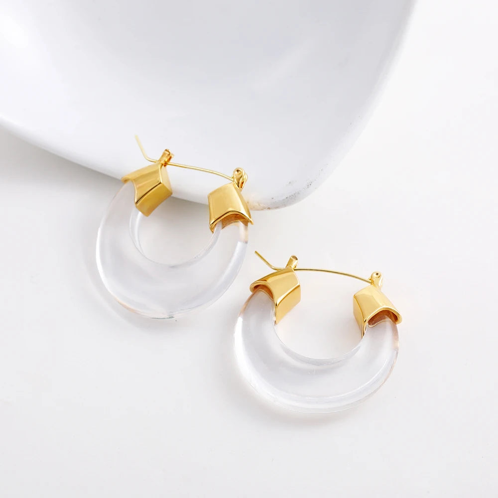 New Trendy Resin Acrylic Chunky Round Hoop Earrings for Women Vintage