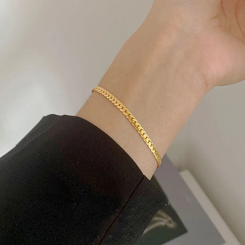 Gold Color Bracelet Stainless Steel Twist  Bracelet for Women Chain Bracelet Jewelry