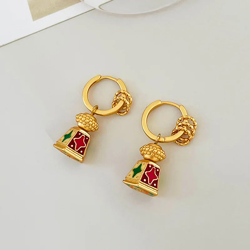 Modern Jewelry  Trend New High Quality Brass Circle Colorful Enamel Drop Earrings For Women Girl Gift Fine Accessories