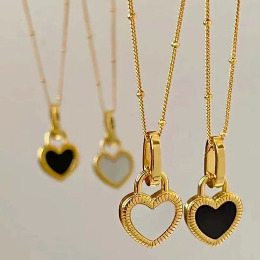 Vintage Double Sided Heart Pendant Necklace