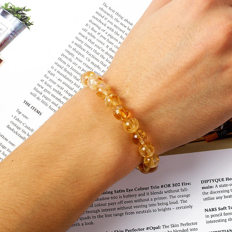 Citrine Stone of Wealth Bracelet Men Yellow Creastly Positive Energy Beads Bracelets for Women Energy Healing Jewelry Pulsera