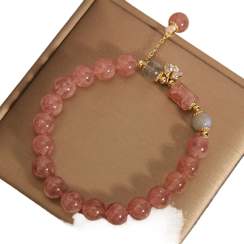 Strawberry Crystal Pink Crystal Bracelet Female Korean Simple Personality