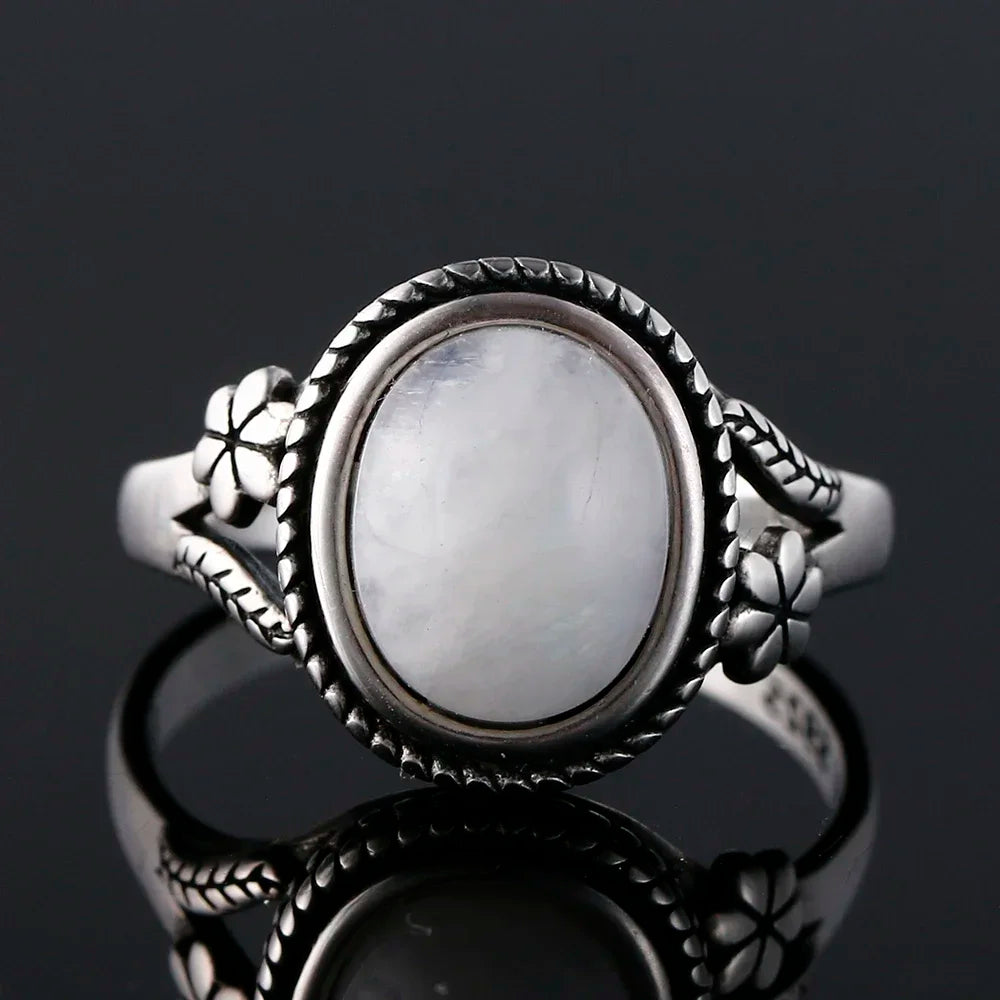 925 Sterling Silver Natural Tiger's Eye  Ring for Women Gift Flower Shaped Black Agate Ring Fashion Jewelry