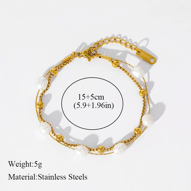 Stainless Steel Pearl Heart Love Charm Bracelets For Women Girl New Trendy High Quality Wrist Jewelry