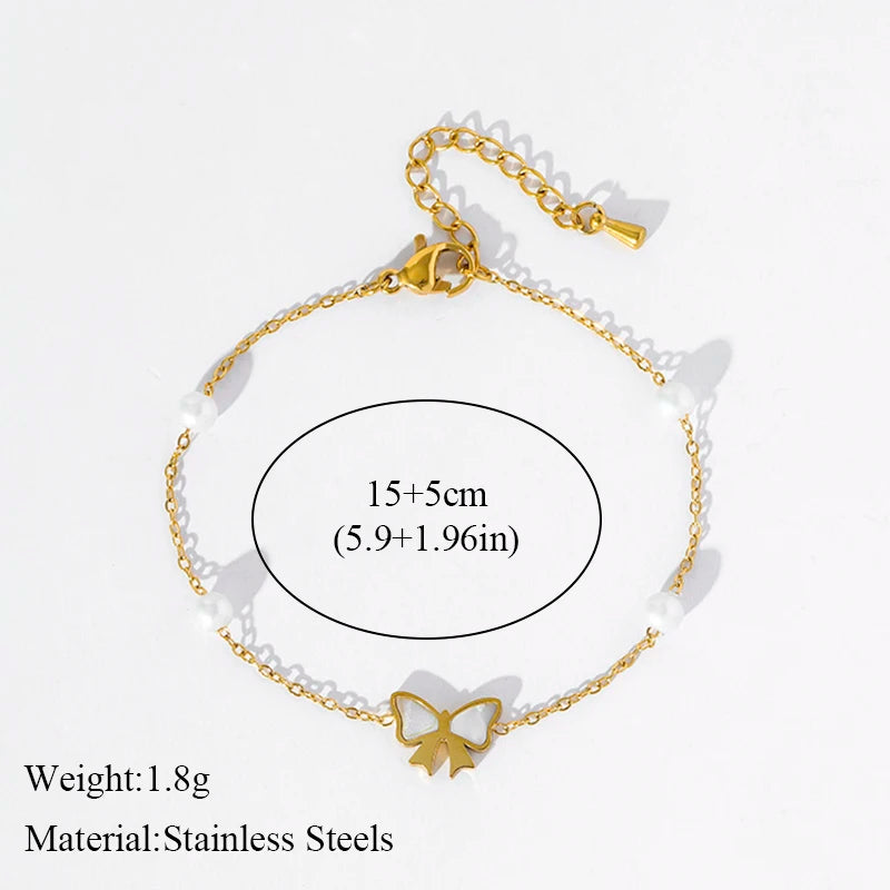 Stainless Steel Pearl Heart Love Charm Bracelets For Women Girl New Trendy High Quality Wrist Jewelry