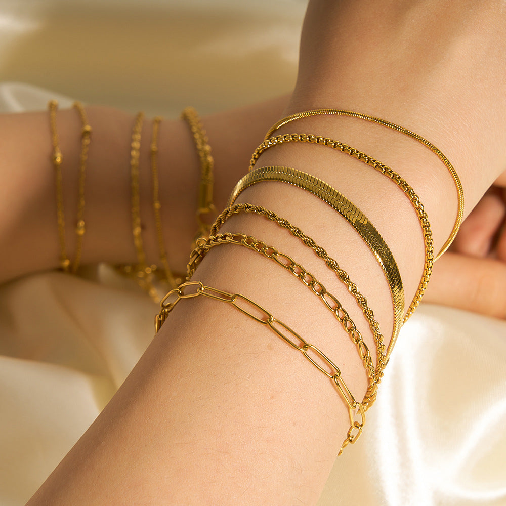 Gold Color Bracelet Stainless Steel Twist  Bracelet for Women Chain Bracelet Jewelry