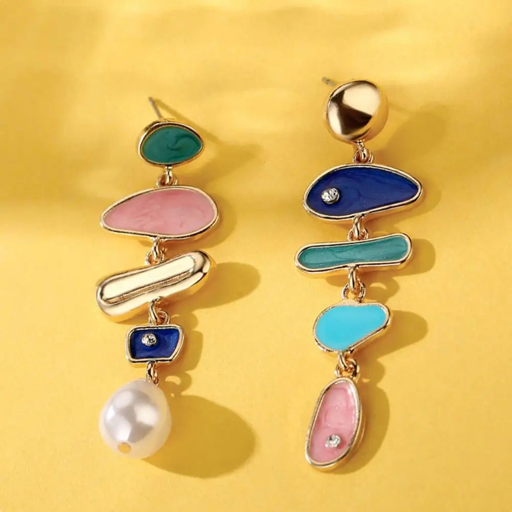 Earrings Multicolor Rhinestones Jewelry Exquisite All Match Colorful Stud Earrings