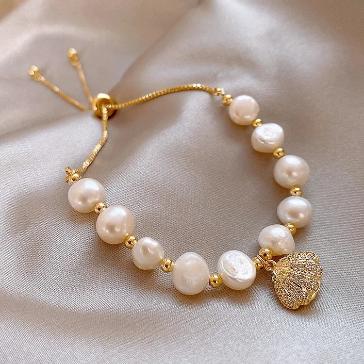 Shell Pearl Beads Bracelet for Women Girl Vintage Charm Jewelry