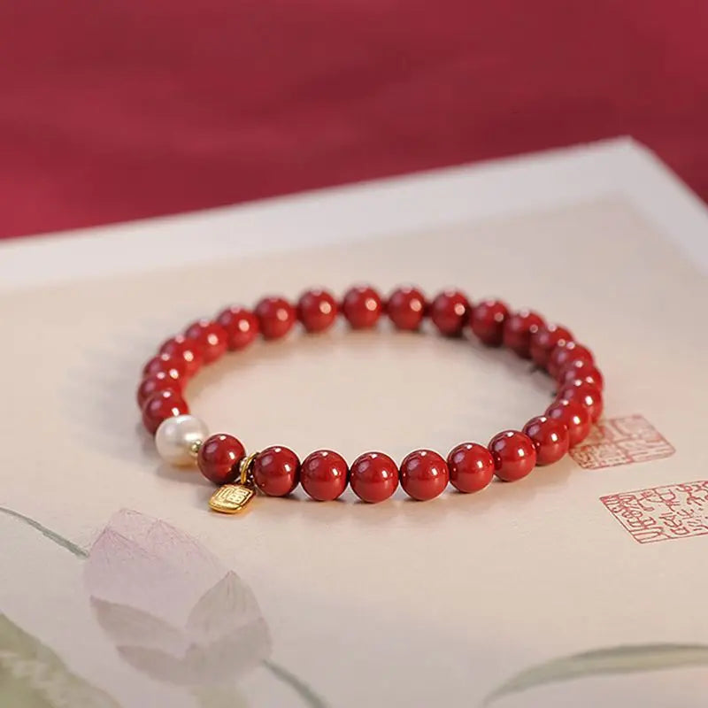 Natural Pearl Fortune Brand Cinnabar Bracelet Women's Lucky Beads wealth HandString This Life Year Amulet Gift for Girlfriend