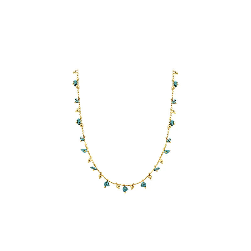 Natural Irregular Green Stone Pendant Gold Color Chain Necklace  Fashion Jewelry For Women's Neckchain Neck Accessories