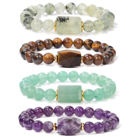 Natural Stone Crystal Beaded Bracelet Handmade Unisex Jewelry