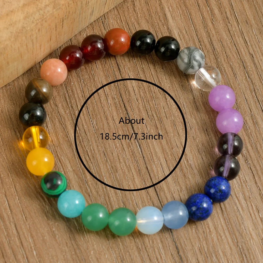 Charm 8mm Natural Stone Elastic Beaded Bracelet for Women Men Simple Bring Lucky Multicolor Wrist Jewelry Adjustable Rope Bangle