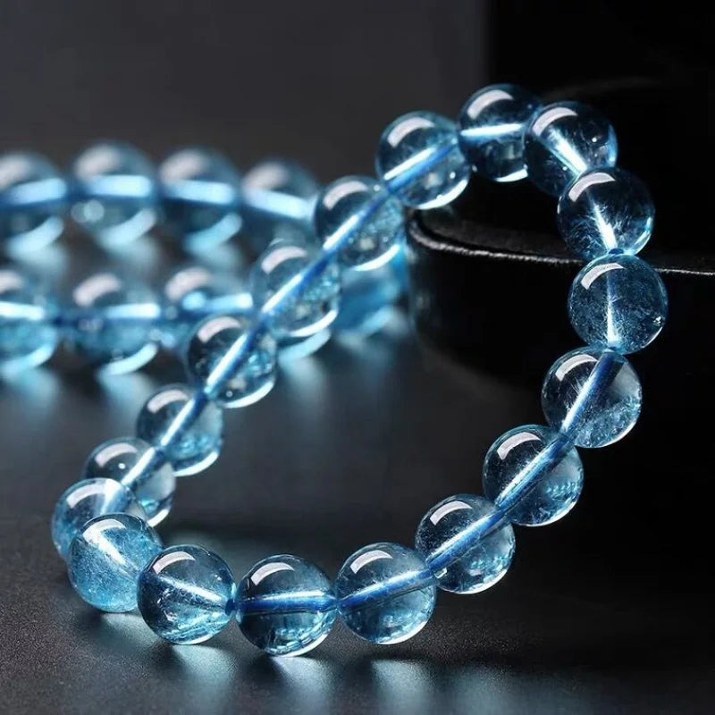 Natural Icy Aquamarine Female Crystal Devil Blue Topaz Bracelet