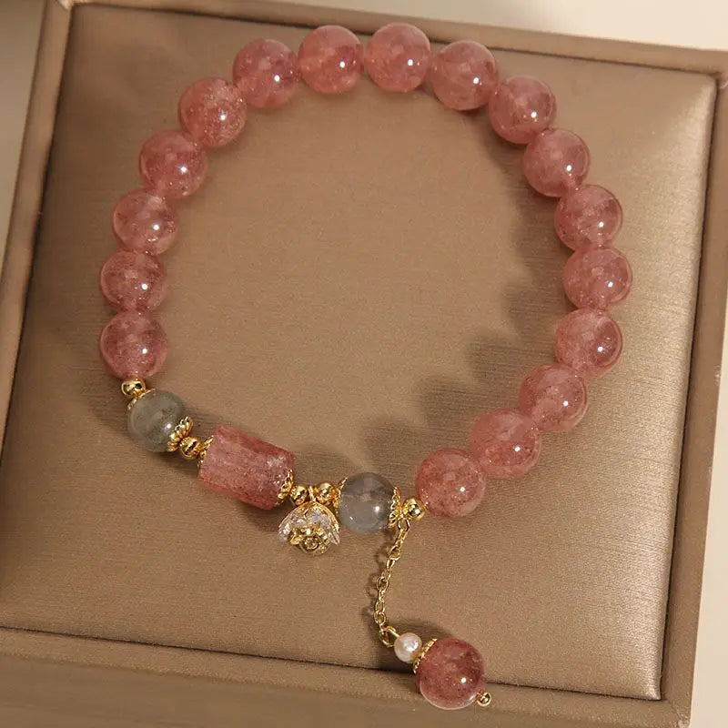 Strawberry Crystal Pink Crystal Bracelet Female Korean Simple Personality