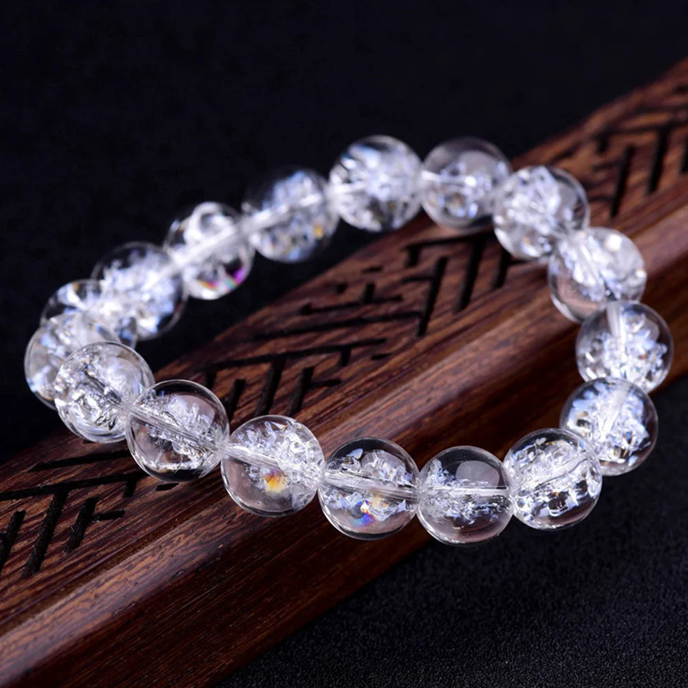 Clear Quartz Crystal Round Bead Bracelets Stretchable Reiki Healing Bracelet for Women Jewelry Accessories