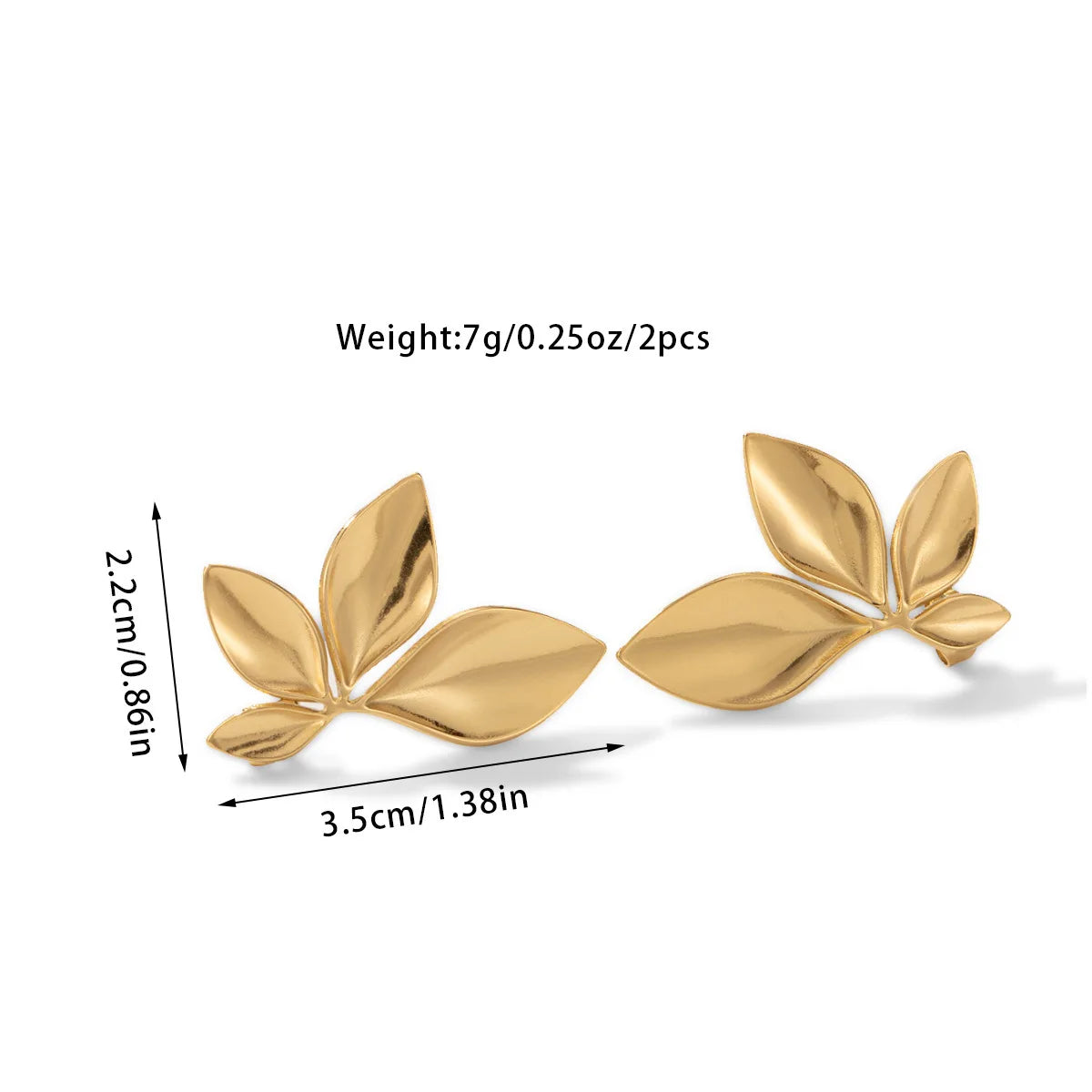 Fashion Stainless Steel Leaves Flower Stud Earrings Bright  Texture High Quality Jewelry