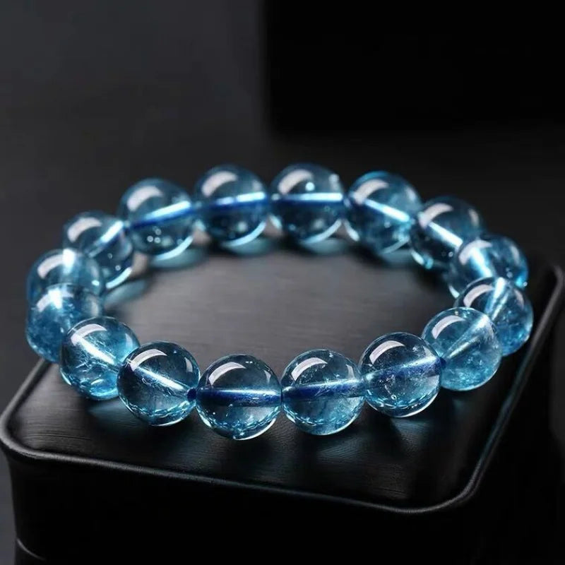 Natural Icy Aquamarine Female Crystal Devil Blue Topaz Bracelet