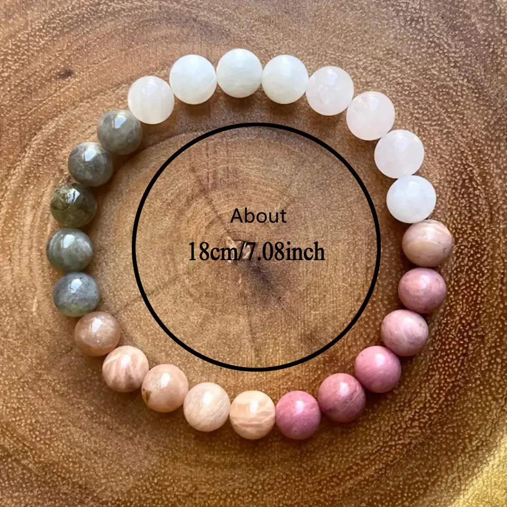 Charm 8mm Natural Stone Elastic Beaded Bracelet for Women Men Simple Bring Lucky Multicolor Wrist Jewelry Adjustable Rope Bangle