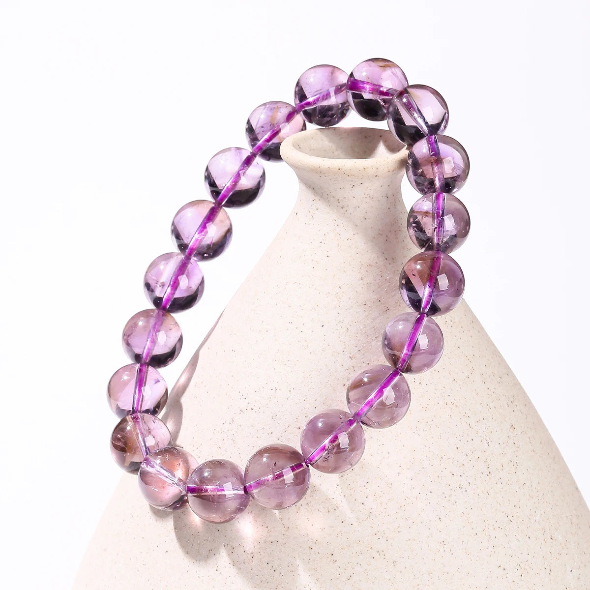 Natural Brazilian Ice Amethyst Beaded Bracelet – Gemstone Jewelry for Women and Me