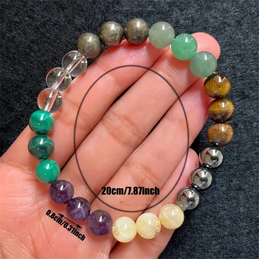 Charm 8mm Natural Stone Elastic Beaded Bracelet for Women Men Simple Bring Lucky Multicolor Wrist Jewelry Adjustable Rope Bangle