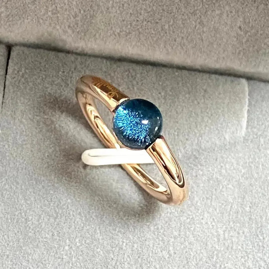 6mm Simple Round Ring Starry Sky Style Ring Blue Crystal Ring For Women Fashion Jewelry Party Gift